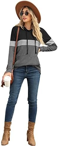 Womens Sweatshirts Long Sleeve Casual Color Block Pullover Hoodies Fall Outfits Clothes