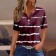 Womens Tops Neck Buttons Sexy Shirts Short Sleeve Dressy Blouses Geometric Print Women Dressy Long Sleeve Blouses