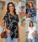 Women's Tops Short Sleeve Chiffon Blouses Summer Shirts Dressy Tunics Casual Button Tee