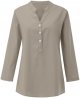 Women's Linen Blouse,Fashion Oversized Button Tops 3/4 Sleeve V Neck Shirt Trendy Solid Shirts Fall Outfit Clothes