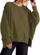 Women's Oversized Sweatshirts Crew Neck Long Sleeve Side Slit Pullovers Sweatshirt Casual Fall Clothes Sweater