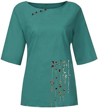 Womens Retro Cotton and Linen Embroidery Loose Short Sleeved Casual Shirt Womens Tshirt Shirt Plain