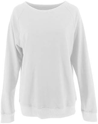 Women's Casual Crew Neck Sweatshirts Raglan Long Sleeve Solid Tunic Tops Loose Pullovers