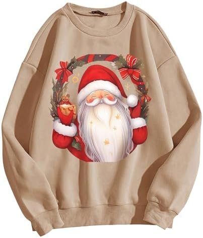 Men's Christmas Graphic Print Pullover Hoodie | Festive No Hood Sweatshirt round Neck