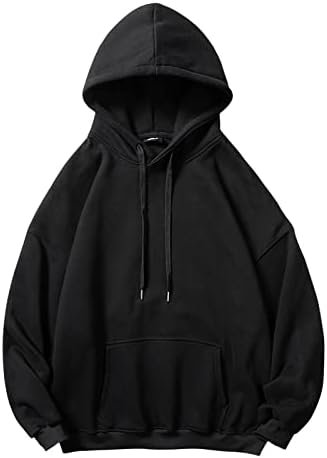 Mens Solid Color Matching Pocket Lace Up Hooded Pullover Sweater Coat Clothes Top Athletic Hoodies for Men