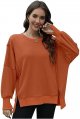 Womens Oversized Sweatshirts Crew Neck Long Sleeve Hoodies Casual Slit Sloucthy Trendy Pullover Clothes