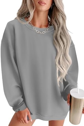 Womens Oversized Sweatshirts Crew Neck Pullover Sweaters Casual Comfy Fall Fashion Outfits Clothes