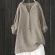 Women's Linen Blouse,Fashion Oversized Button Tops 3/4 Sleeve V Neck Shirt Trendy Solid Shirts Fall Outfit Clothes