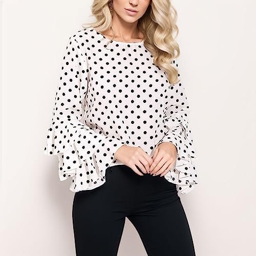 Blouse Casual Sleeve Ladies Fashion Dot Polka Loose Tops Shirt Women's Women's Blouse Shirts Pack Women