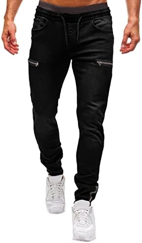 Men's Athletic Fit Stretch Jean Pure Colour Jeans with Zipper Pocket Jean Trouser Solid Fashion Big and Tall Mens