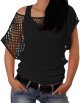 Women 80s T Shirts Neon Fishnet Mesh Top Off Shoulder Tops for Women Formal Blouse