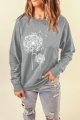 Womens Dandelion Sweatshirt Casual Loose Pullover Tops Long Sleeve Graphic Tee Shirt Blue