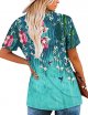 Womens Summer Short Sleeve Shirts V Neck Tops Casual Tunic Floral Ruffle Blouse