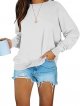 Women's Casual Crew Neck Sweatshirts Raglan Long Sleeve Solid Tunic Tops Loose Pullovers