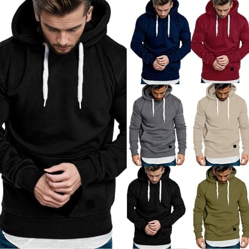 Hoodies for Men, Men's Slim Fit Hoodie Casual Lightweight Gym Athletic Sweatshirt Fashion Pullover Hooded with Pocket